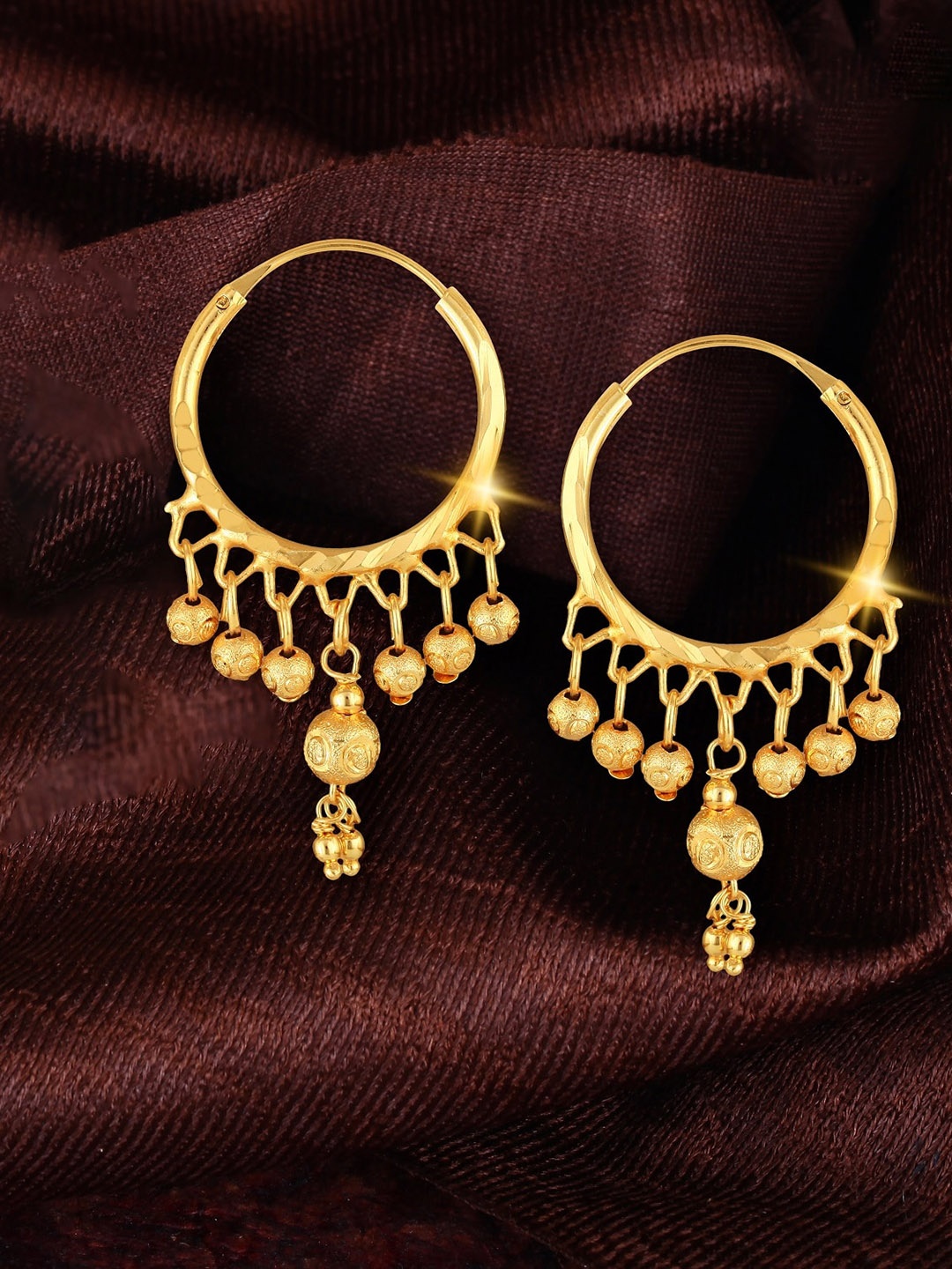 

Vighnaharta Gold-Plated Circular Hoop Earrings