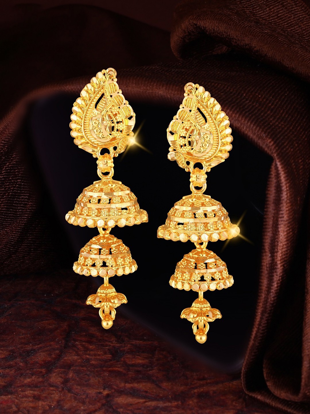 

Vighnaharta Gold-Plated Floral Drop Earrings