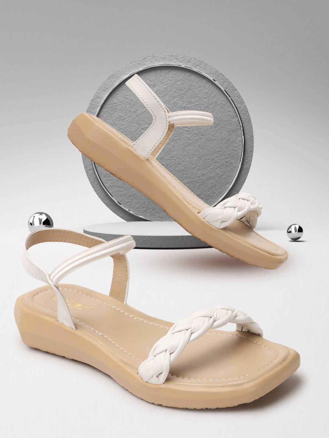 

VENDOZ Women Braided Open Toe Flats, White
