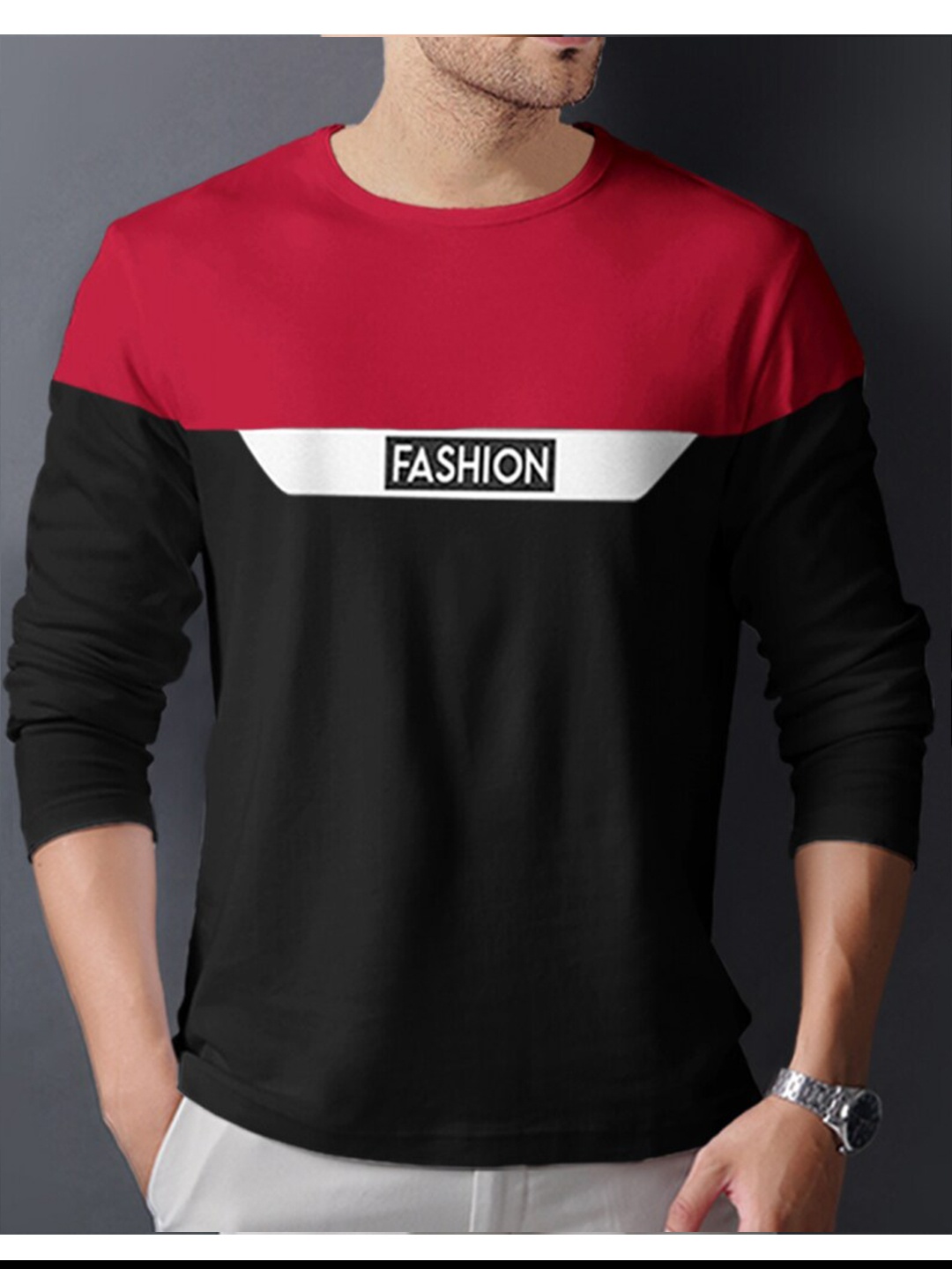 

Eyebogler Colourblocked Cotton T-shirt, Red