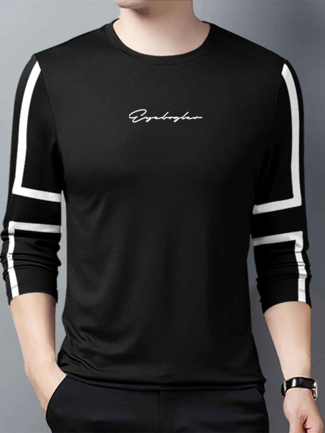 

Eyebogler Typography Full Sleeve Cotton T-shirt, Black