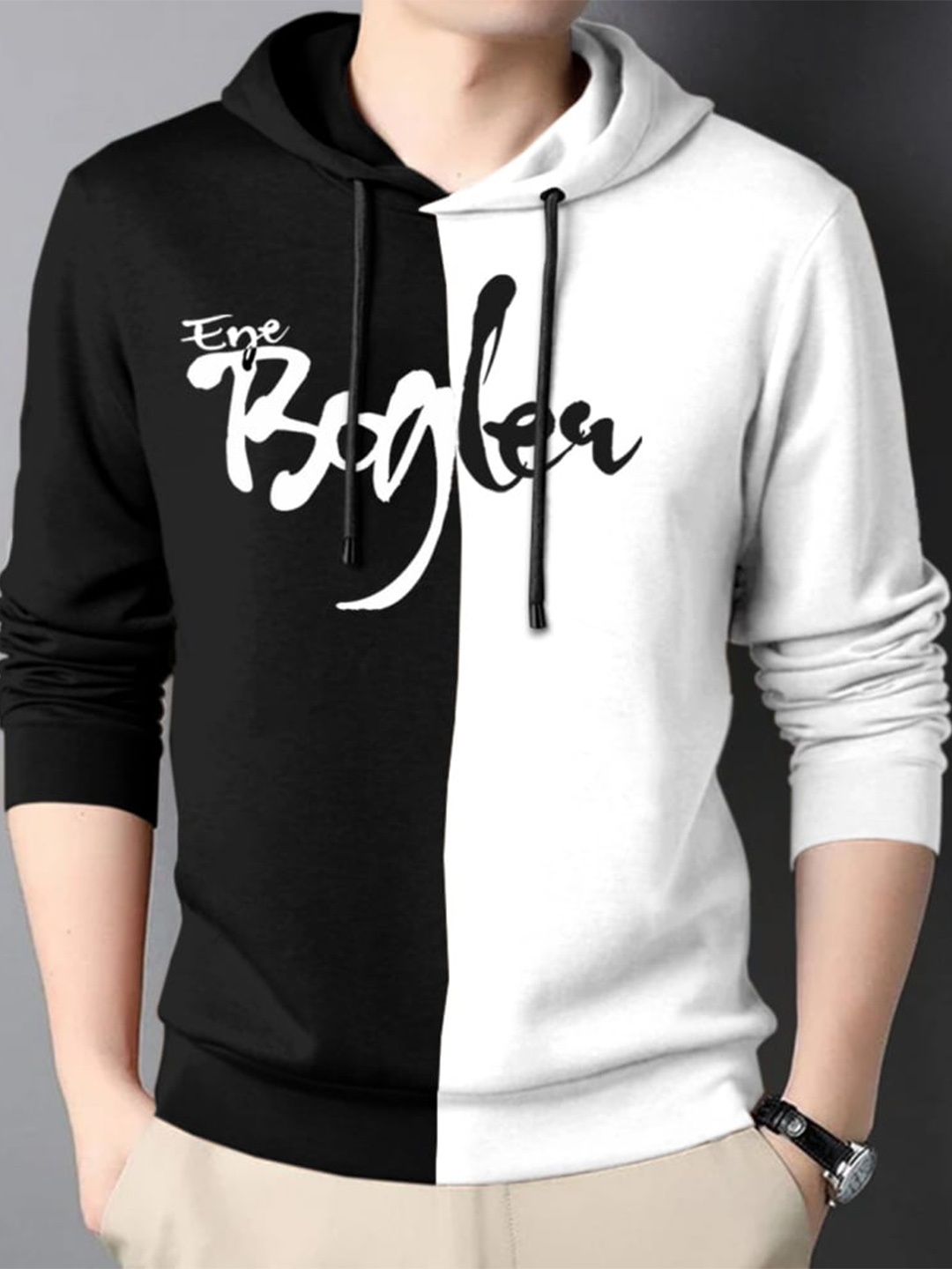 

Eyebogler Colourblocked Hooded Cotton T-shirt, White