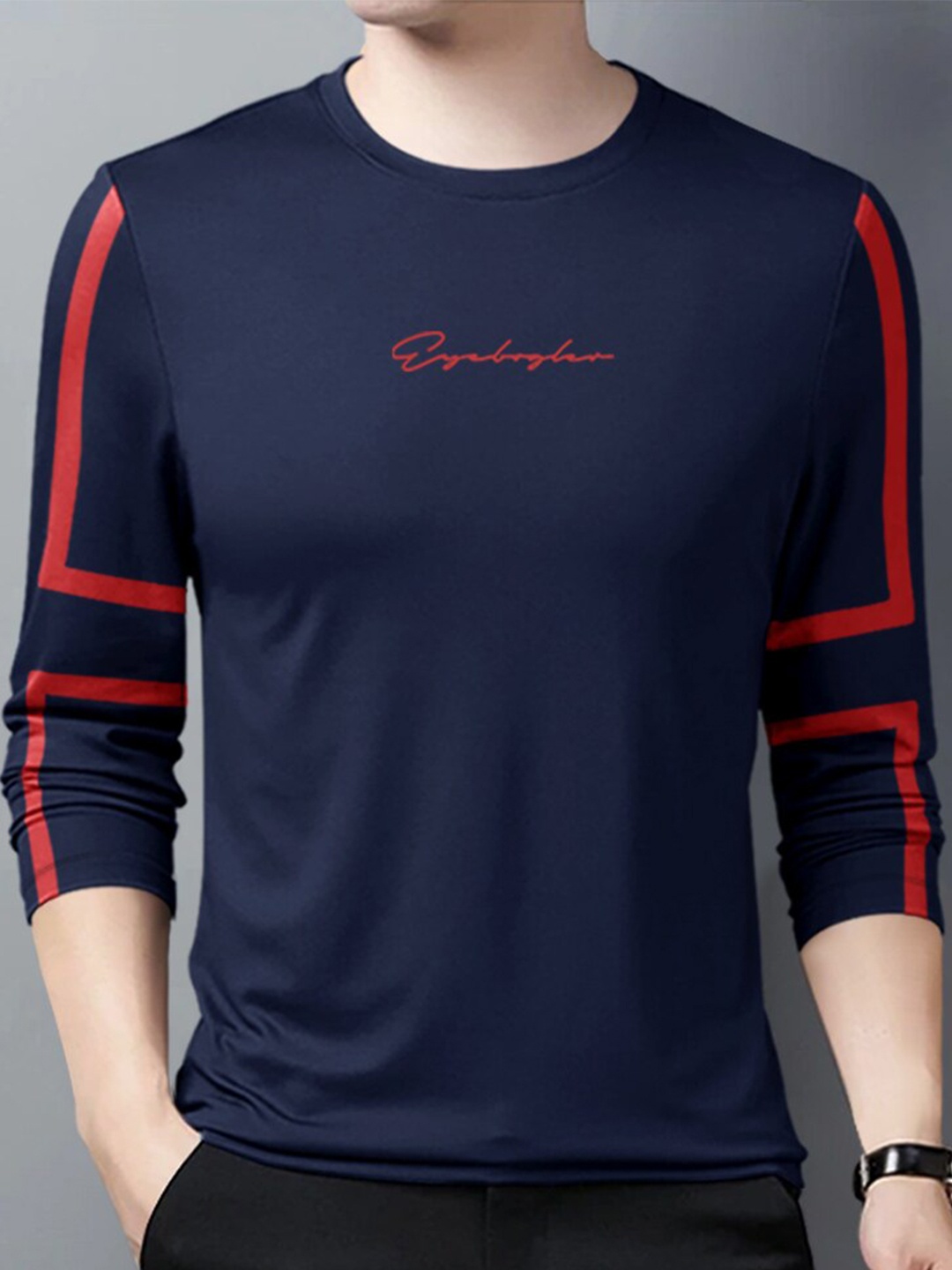 

Eyebogler Long Sleeve Cotton T-shirt, Navy blue