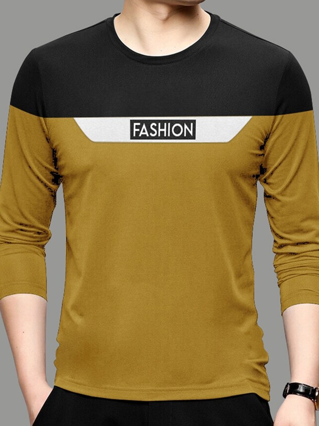 

Eyebogler Colourblocked Long Sleeve Cotton T-shirt, Mustard