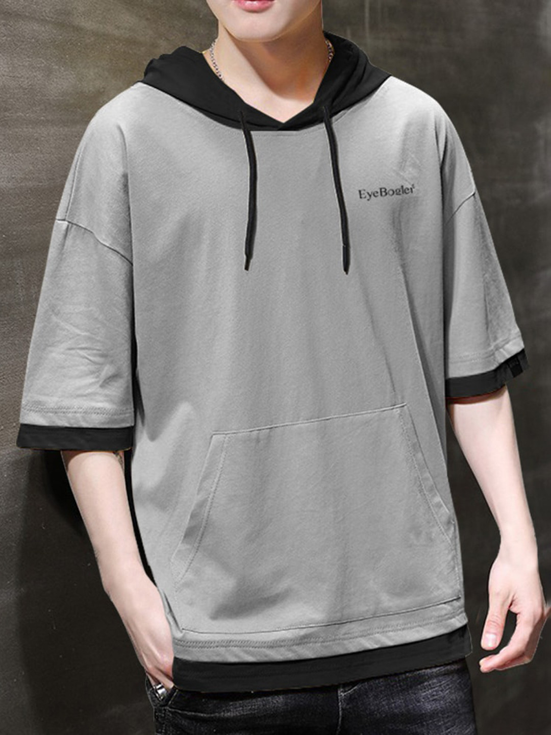 

Eyebogler Hooded Drop-Shoulder Cotton Oversize T-shirt, Grey