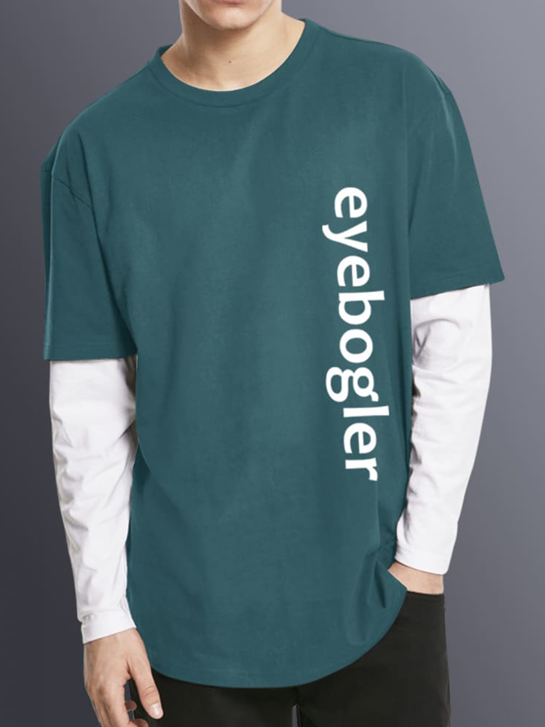 

Eyebogler Typography Full Sleeve Cotton T-shirt, Green