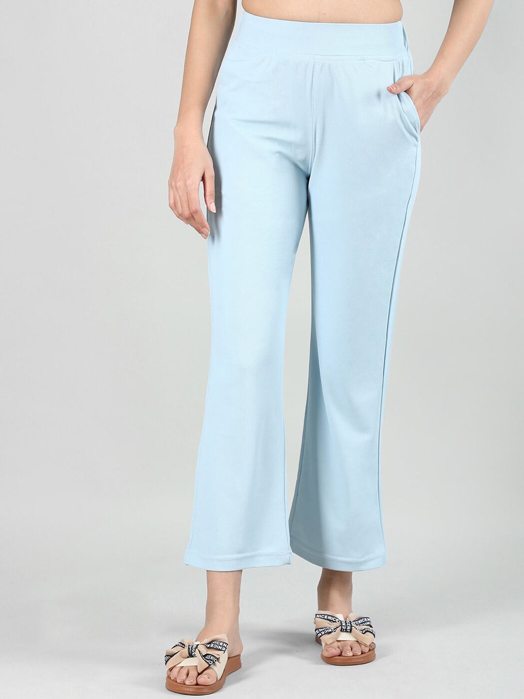 

Duchess Women Relaxed Mid-Rise Easy Wash Cotton Trousers, Blue