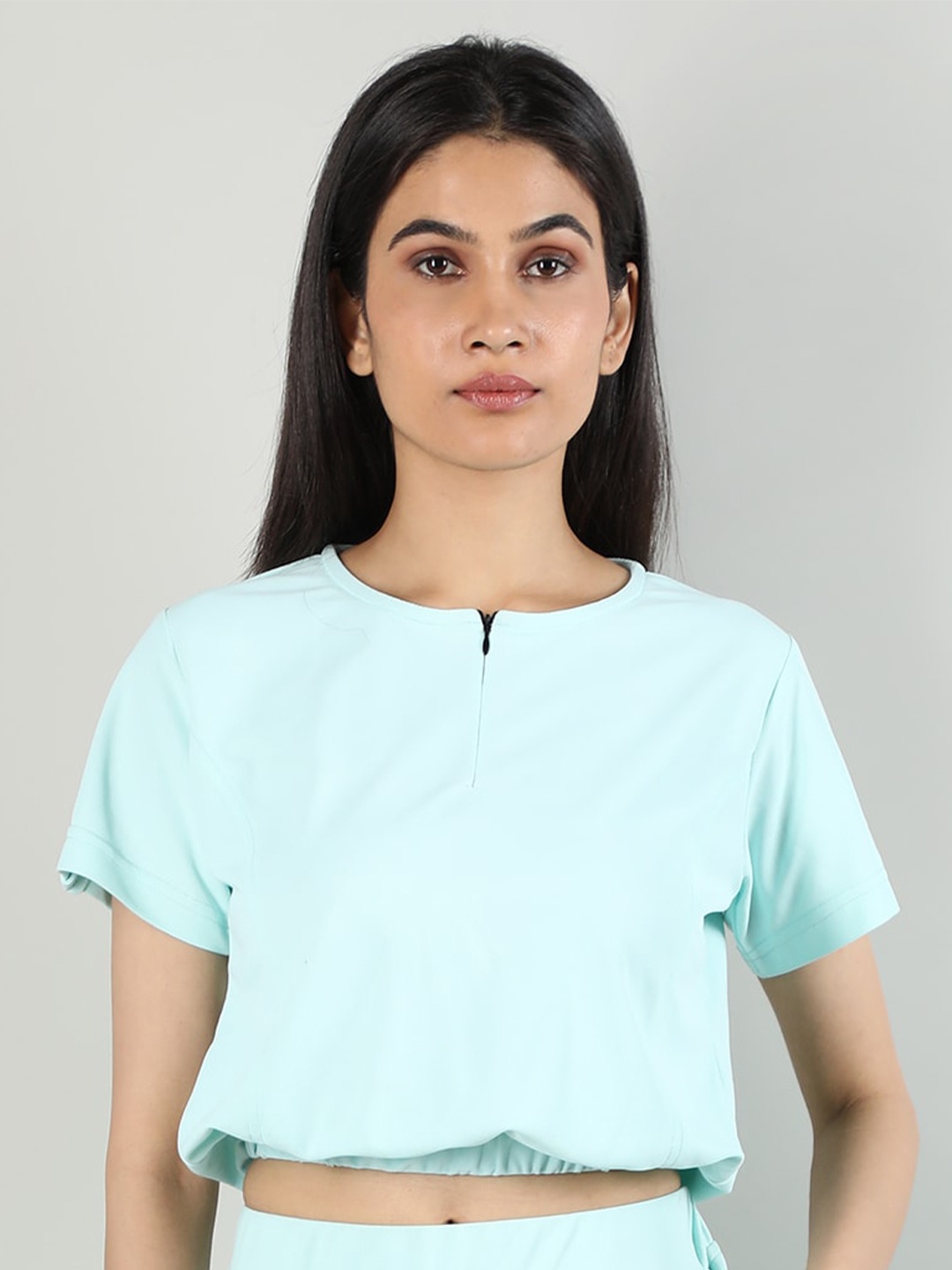 

Duchess Round Neck Cotton Crop Top, Green