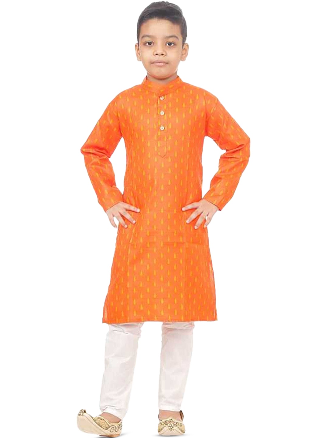 

BAESD Boys Pure Cotton Printed Kurta With Pyjamas, Orange