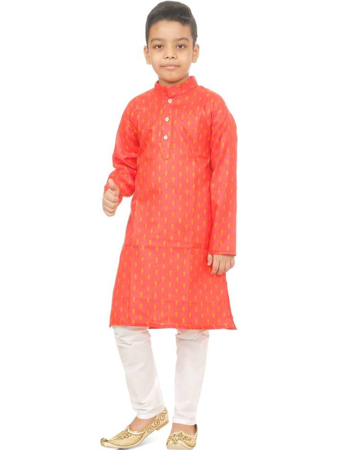 

BAESD Boys Pure Cotton Printed Kurta With Pyjamas, Coral