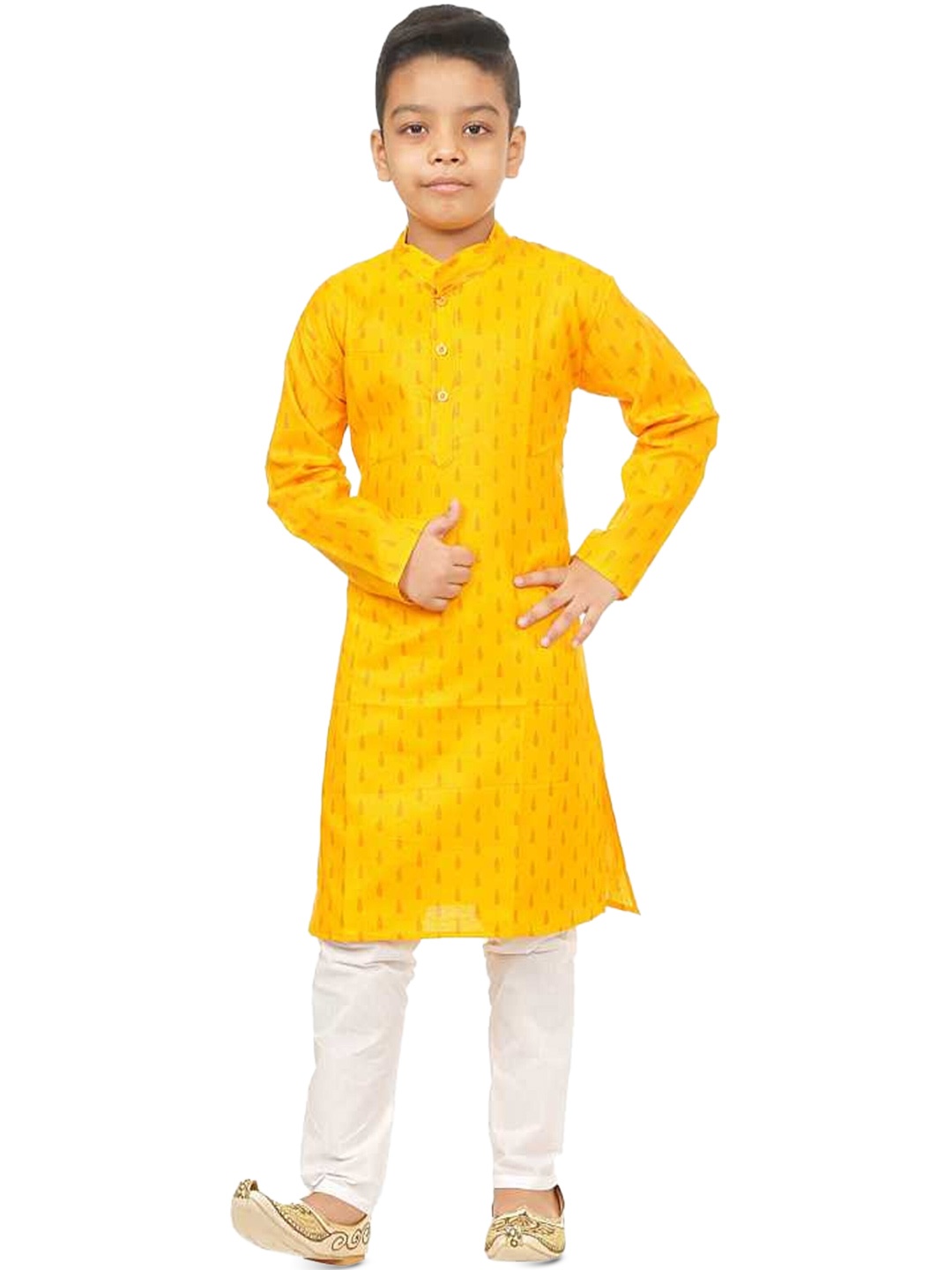 

BAESD Boys Pure Cotton Printed Kurta With Pyjamas, Yellow