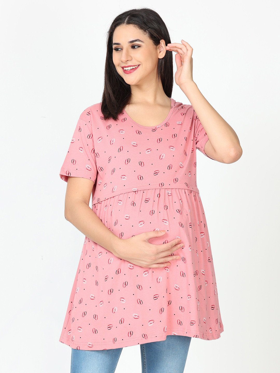 

9shines Label Women Hosiery Cotton Maternity Top, Pink