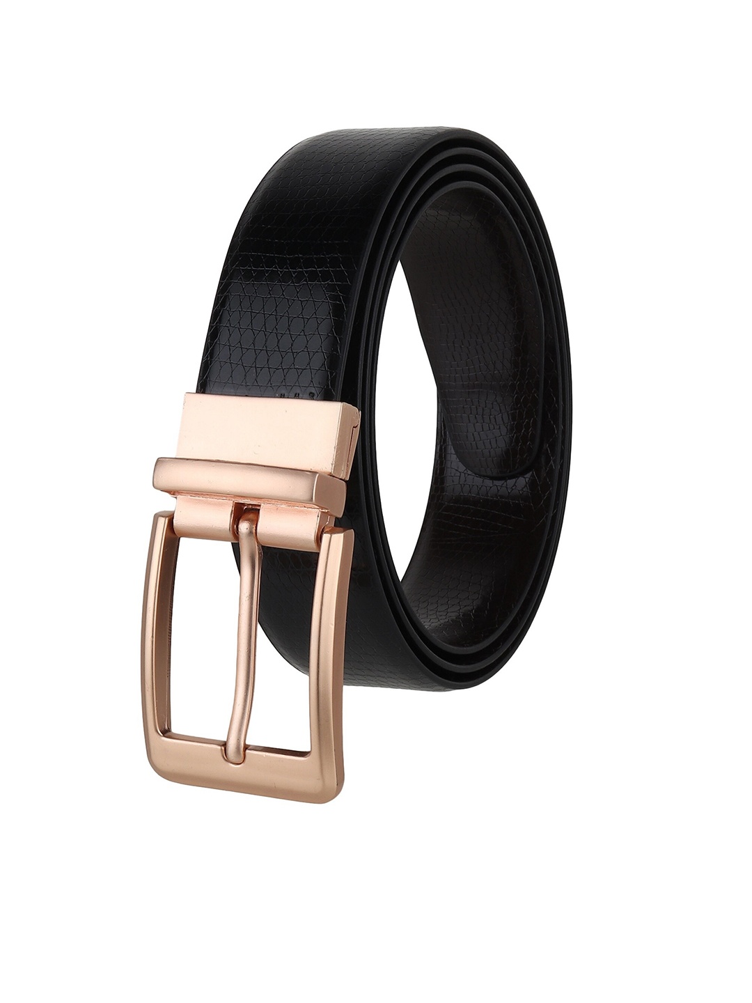 

SAMTROH Men Textured Reversible Belt, Black