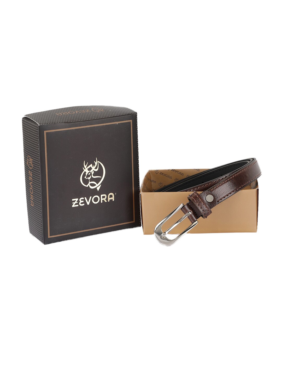 

ZEVORA Women Leather Belt, Brown