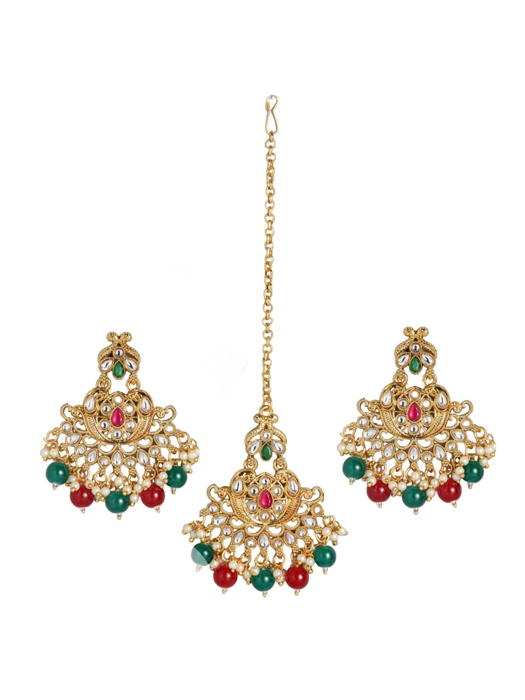 

Kord Store Gold Plated Kundan And Beaded Jewellery Set