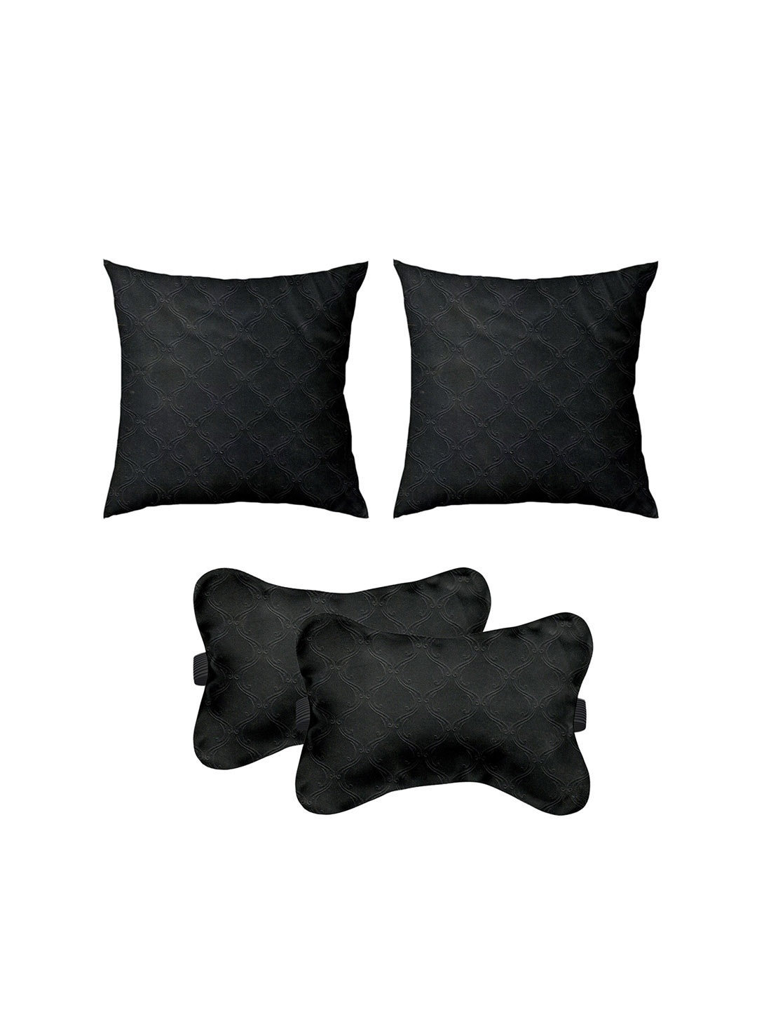 

Lushomes 2 Pieces Black Car Back Rest pillow & 2 Neck Rest Pillows
