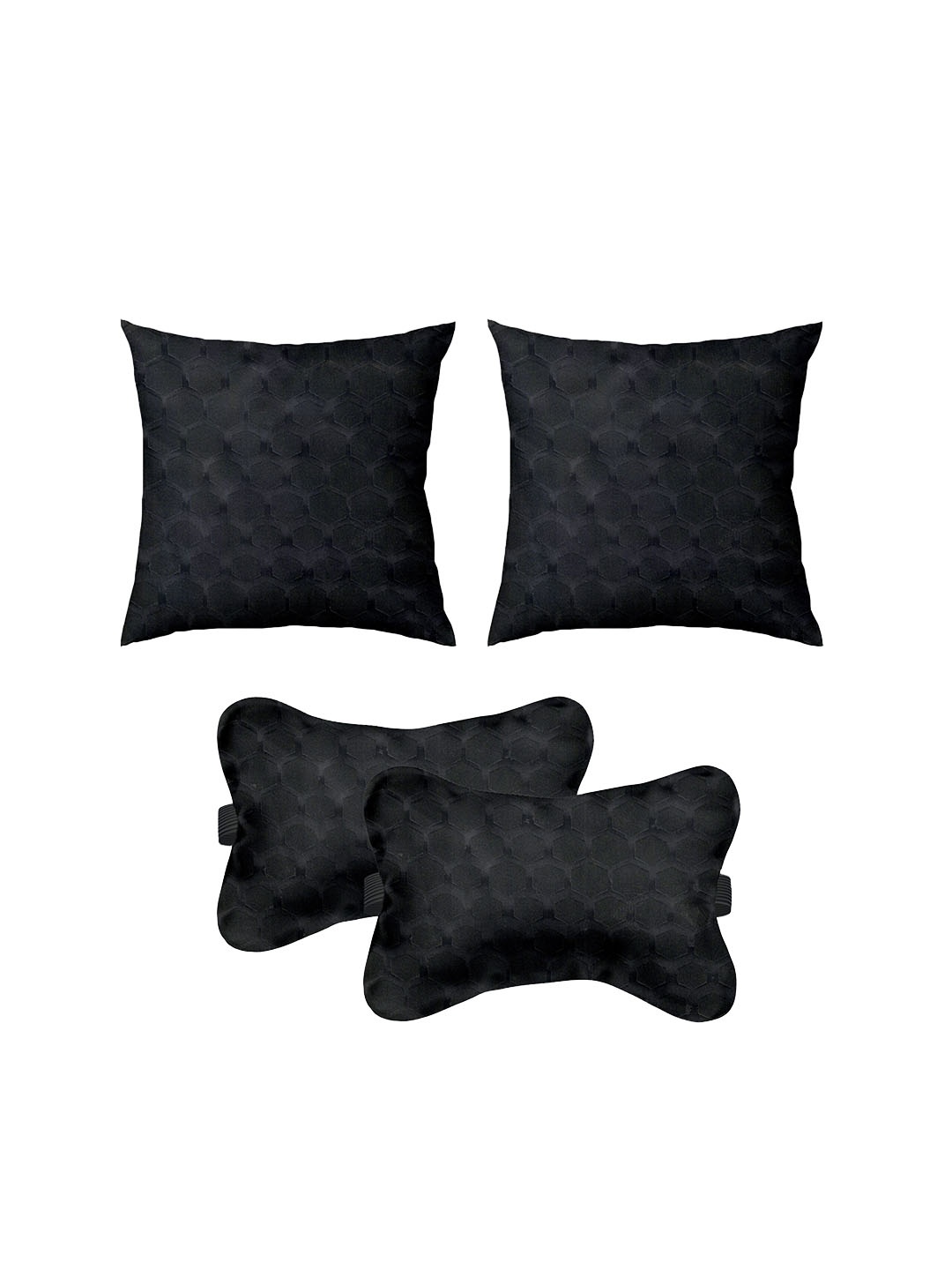 

Lushomes Set Of 4 Car Cushion Pillows, Black