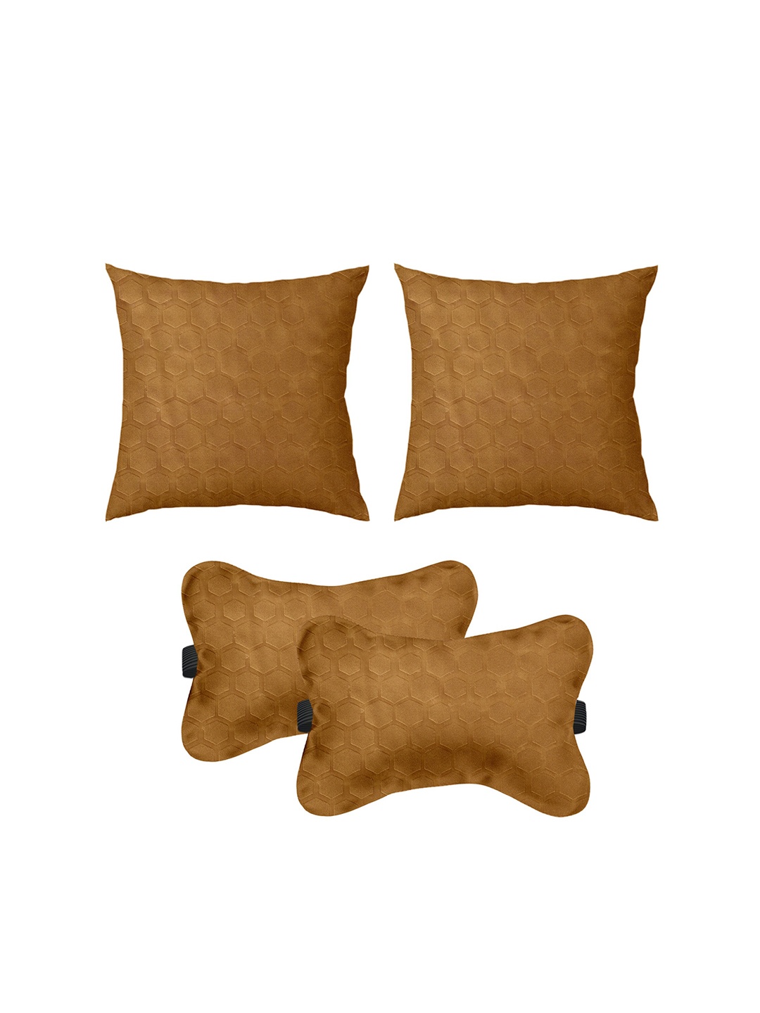 

Lushomes Beige 4 Pieces Car Cushion Pillows & Back Seat Rest, Brown