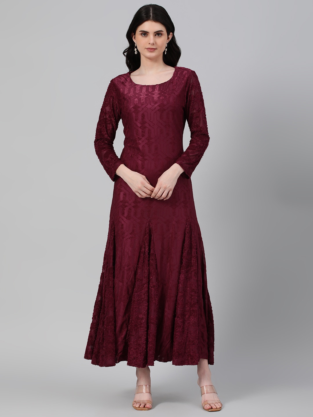 

Emmyrobe Textured Jacquard Maxi Dress, Maroon