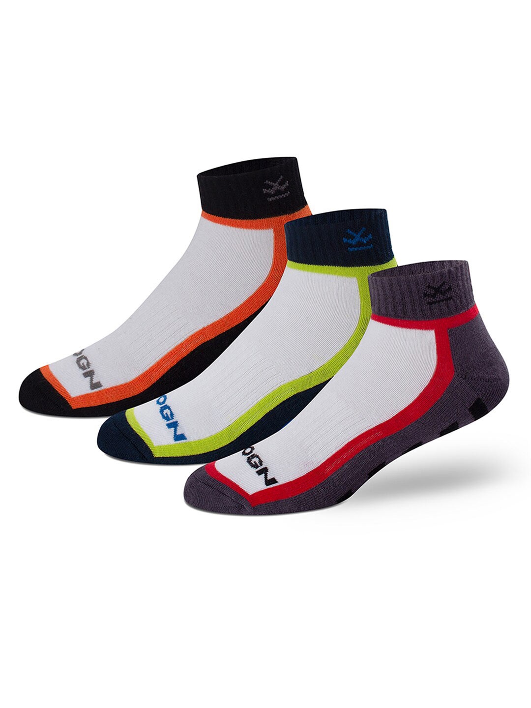 

WROGN Men Pack of 3 Colourblocked Ankle-Length Socks, White