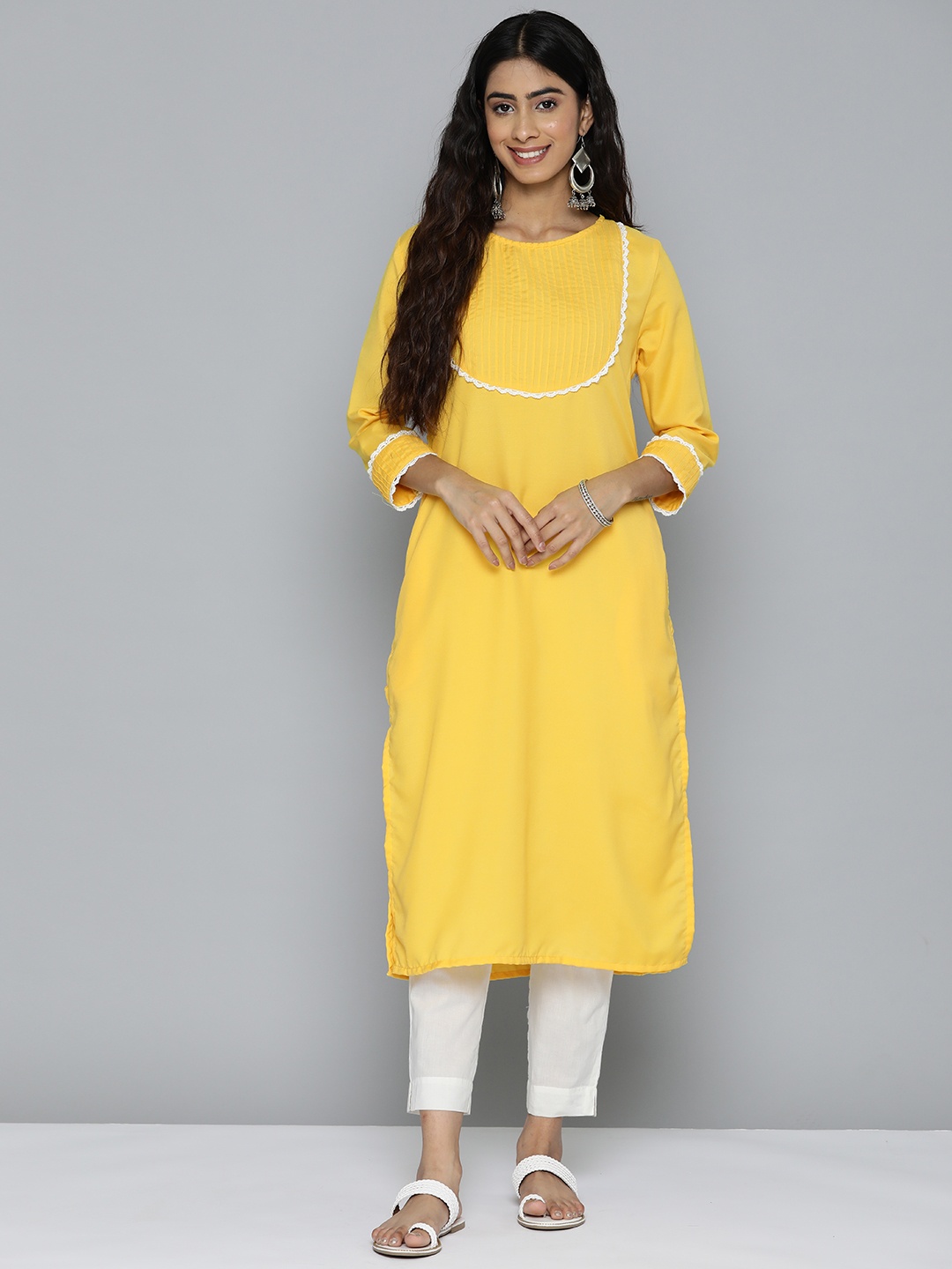 

HERE&NOW Women Yoke Design Kurta, Yellow