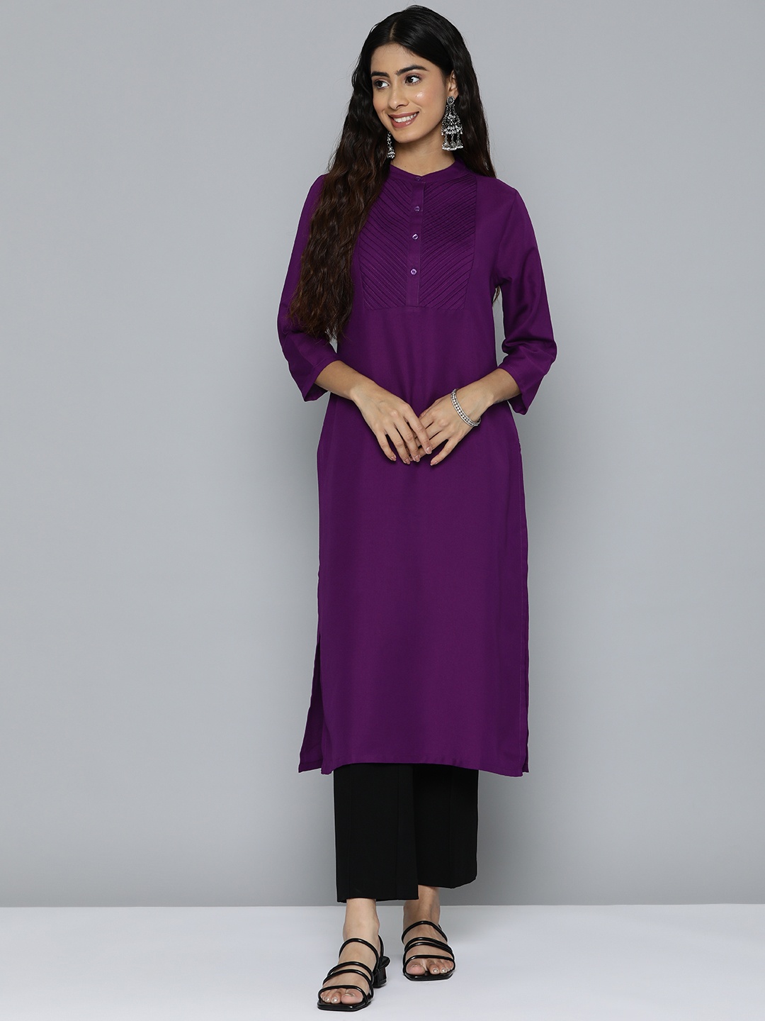 

HERE&NOW Women Yoke Design Kurta, Purple