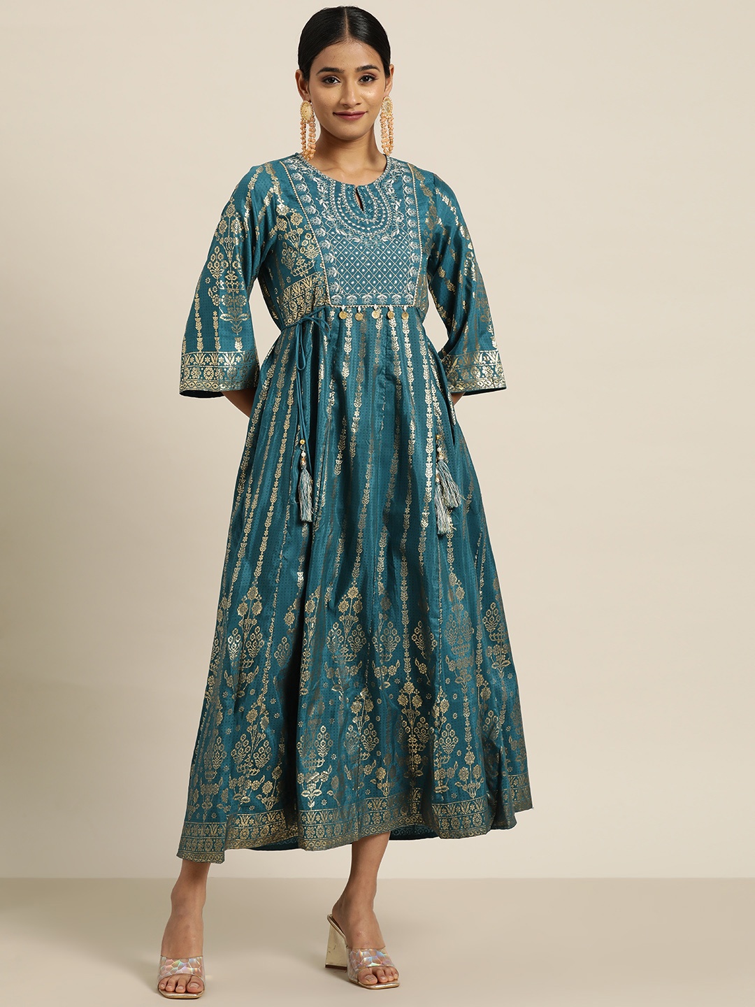 

Juniper Shantoon Printed Anarkali Dress, Teal