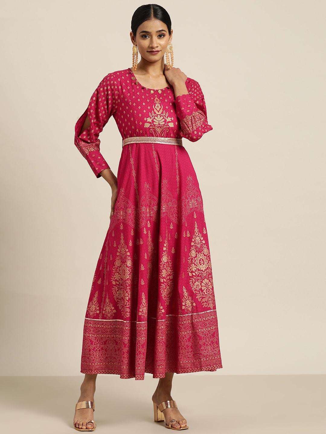 

Juniper Rayon Printed Flared Dress, Fuchsia