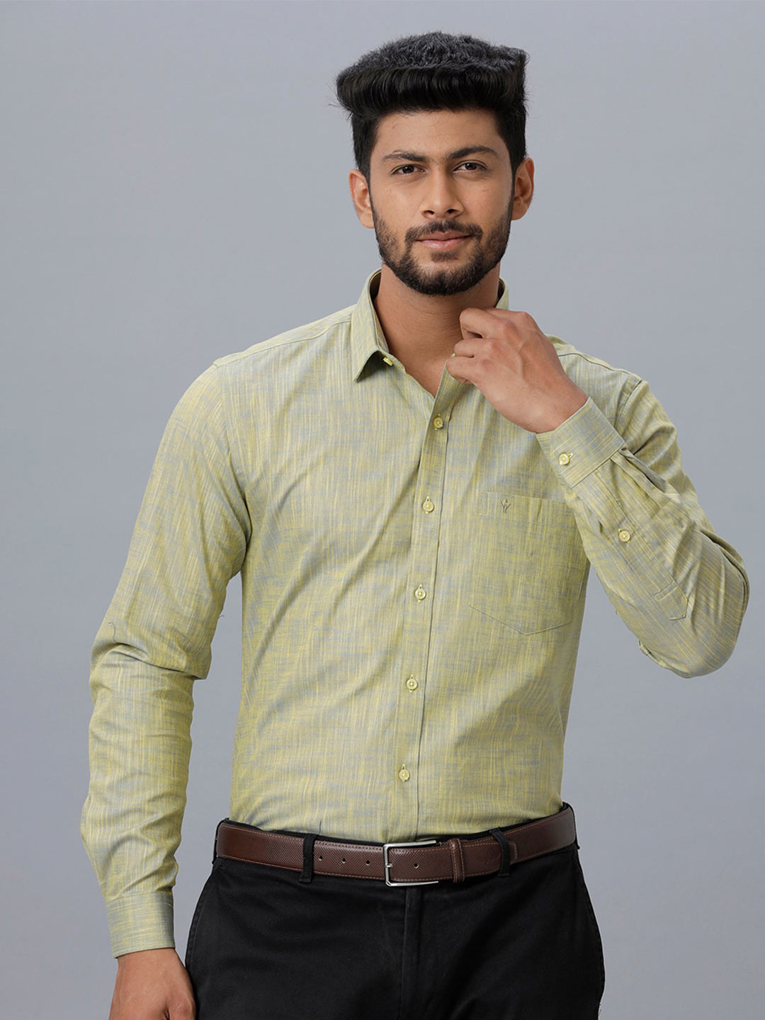 

Ramraj Spread Collar Smart Slim Fit Opaque Formal Shirt, Green