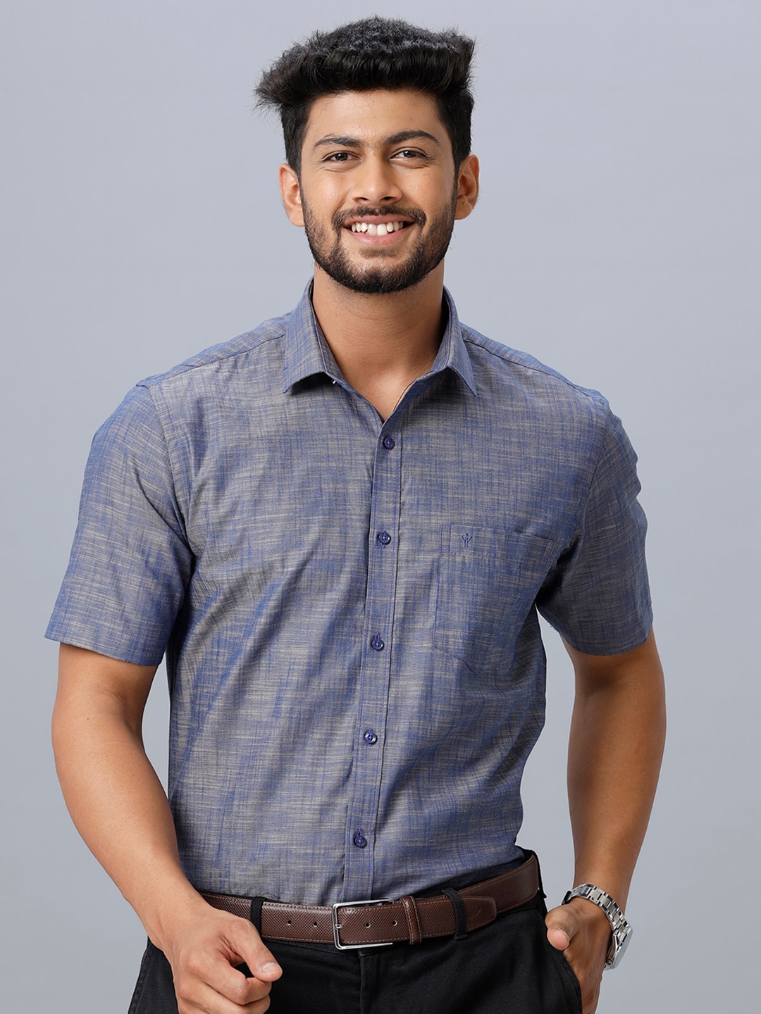 

Ramraj Spread Collar Smart Fit Opaque Formal Shirt, Blue