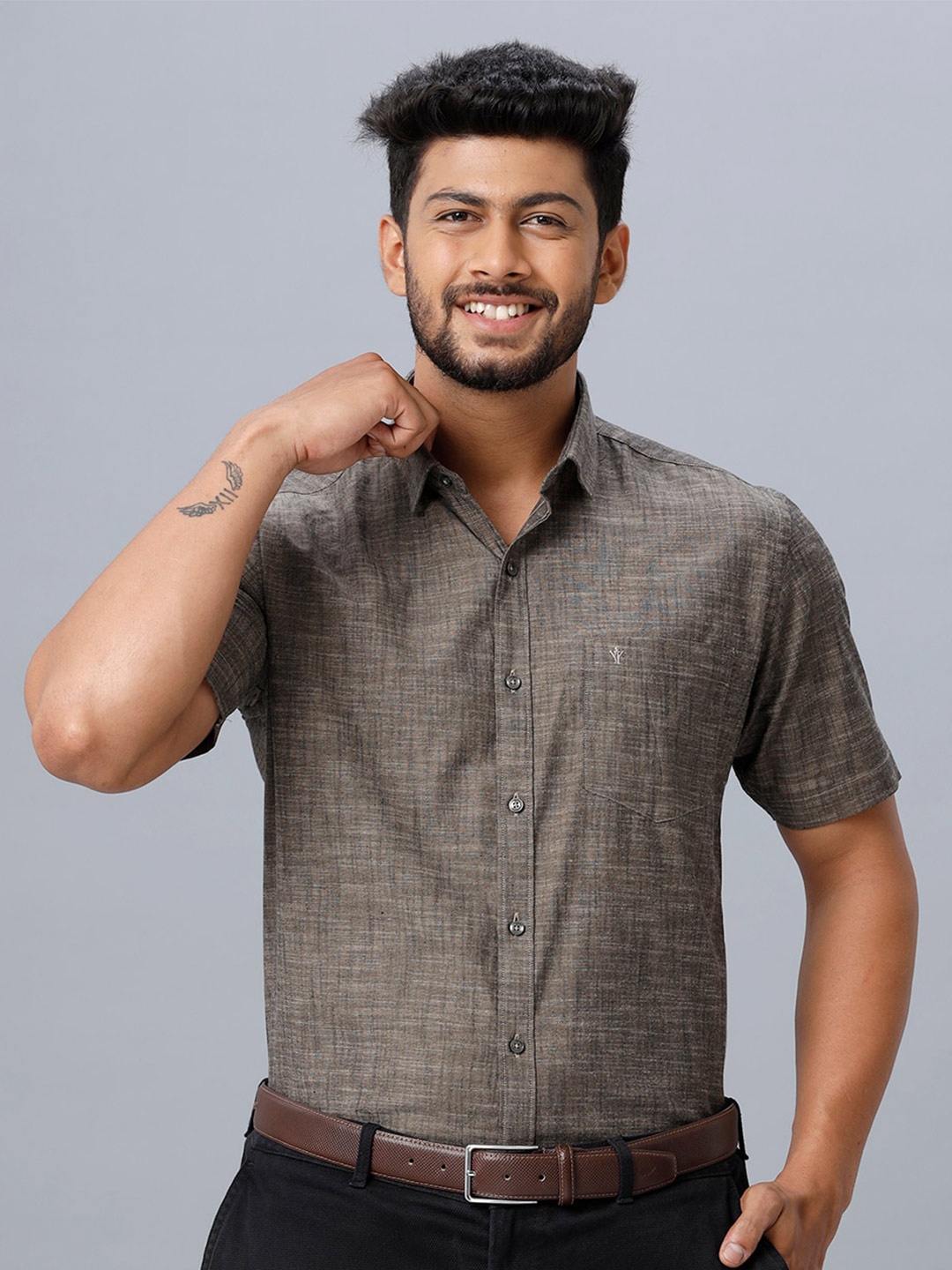 

Ramraj Spread Collar Smart Fit Cotton Formal Shirt, Grey