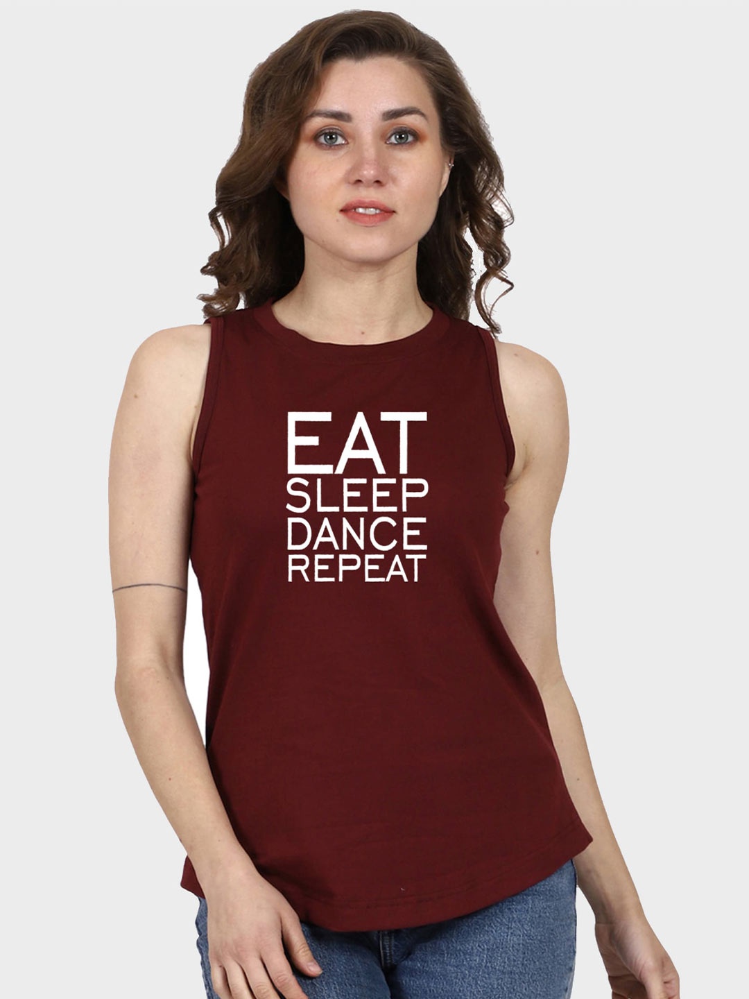 

T-SHIRT TRUCK Typography Printed Cotton T-shirt, Maroon