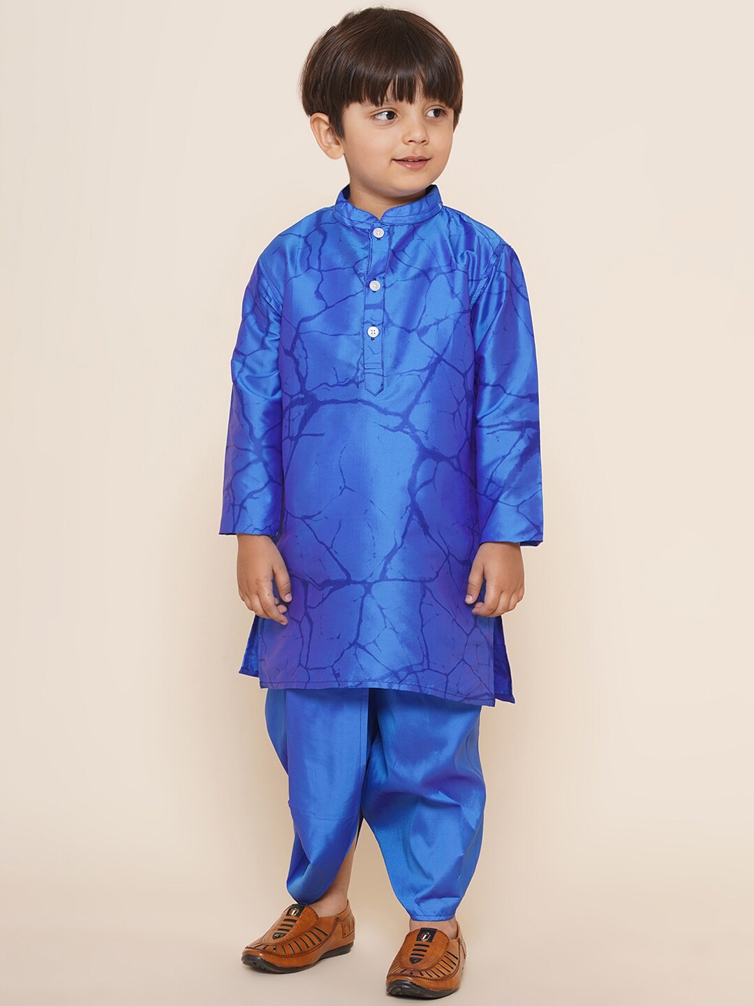 

Sethukrishna Boys Abstract Printed Kurta with Dhoti Pants, Blue