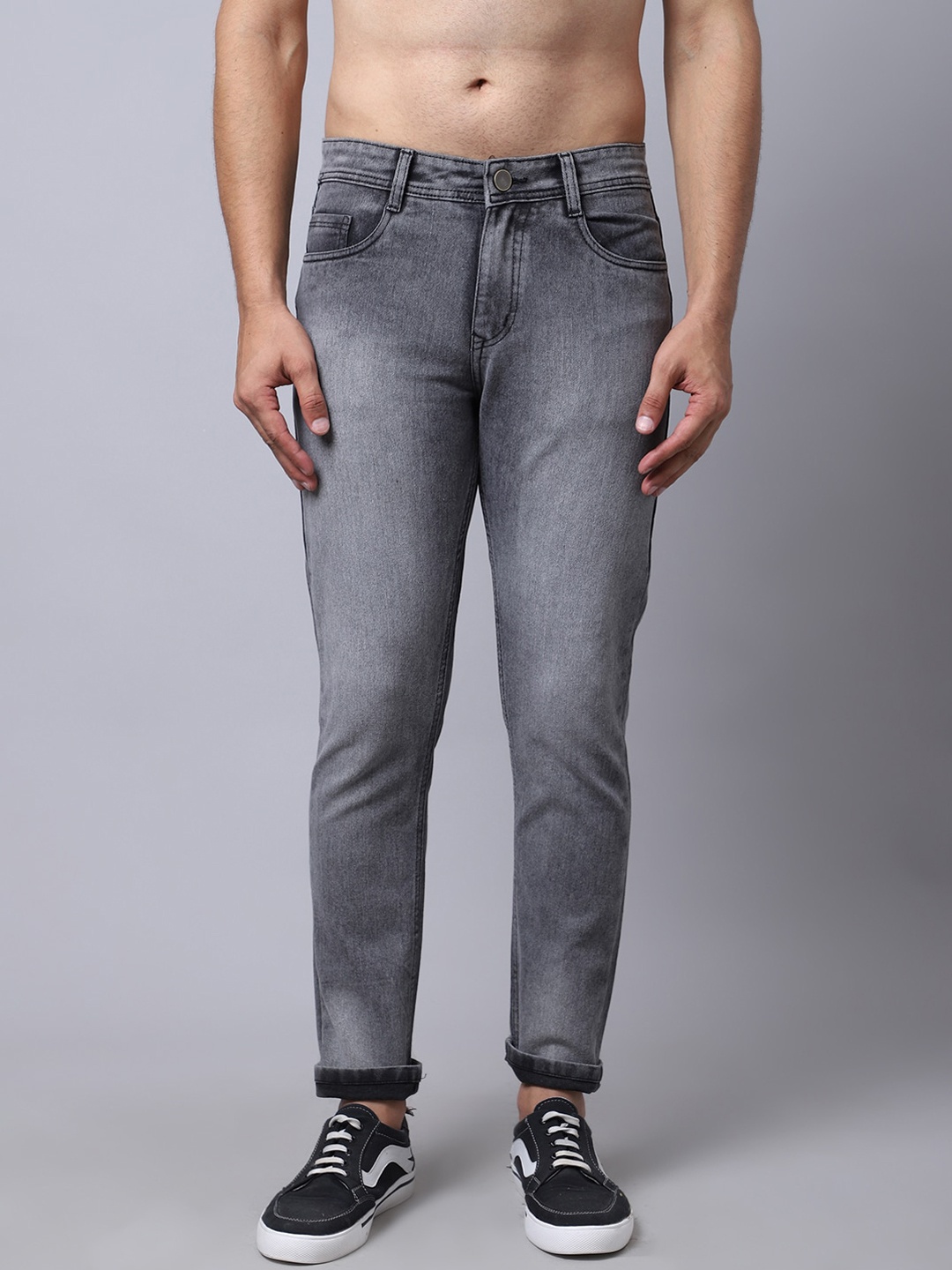 

Provogue Men Mid-Rise Heavy Fade Cotton Jeans, Grey