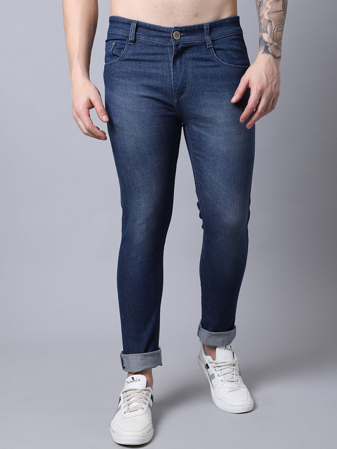 

Provogue Men Mid-Rise Light Fade Cotton Jeans, Blue