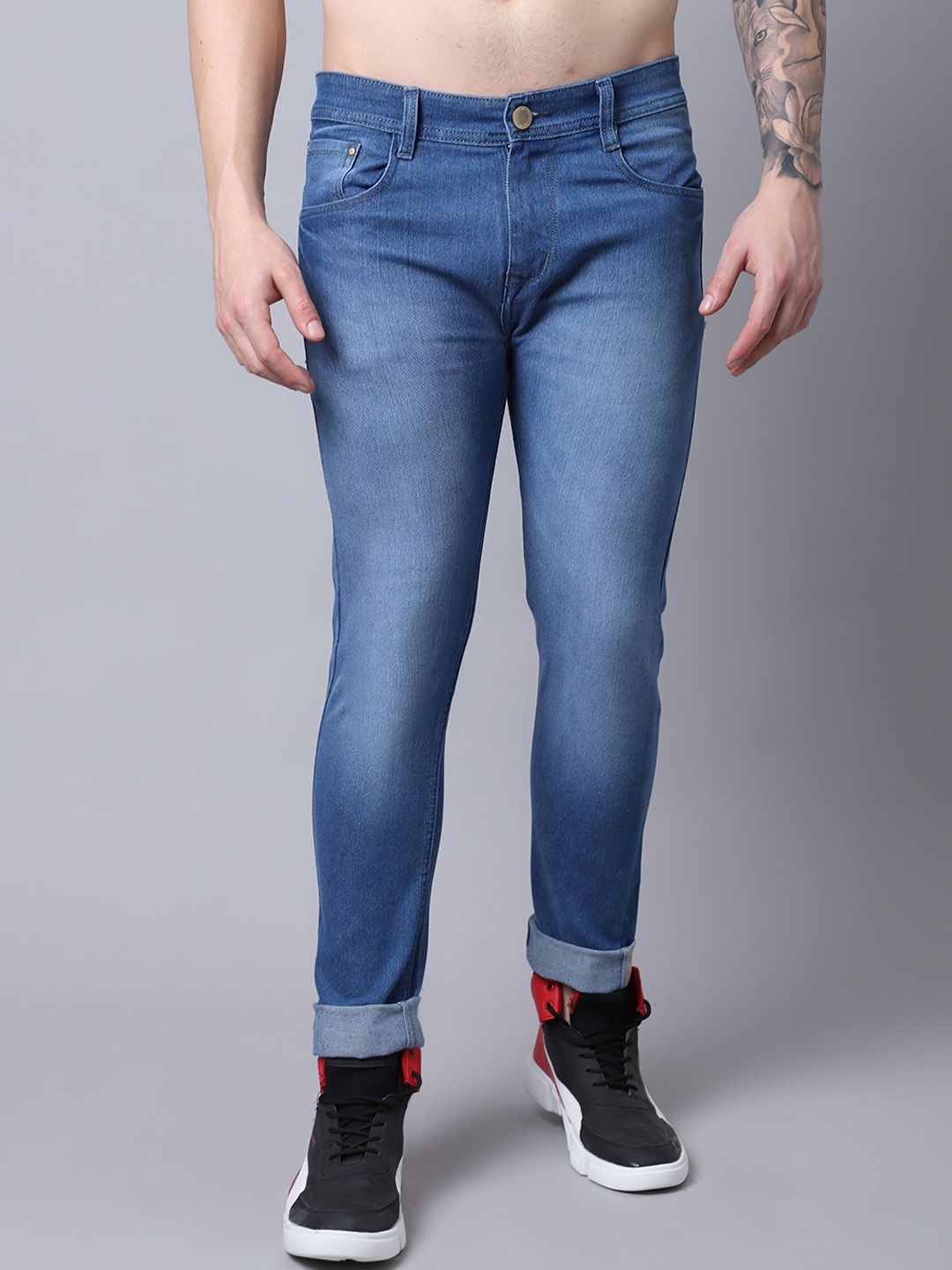 

Provogue Men Mid-Rise Light Fade Cotton Jeans, Blue