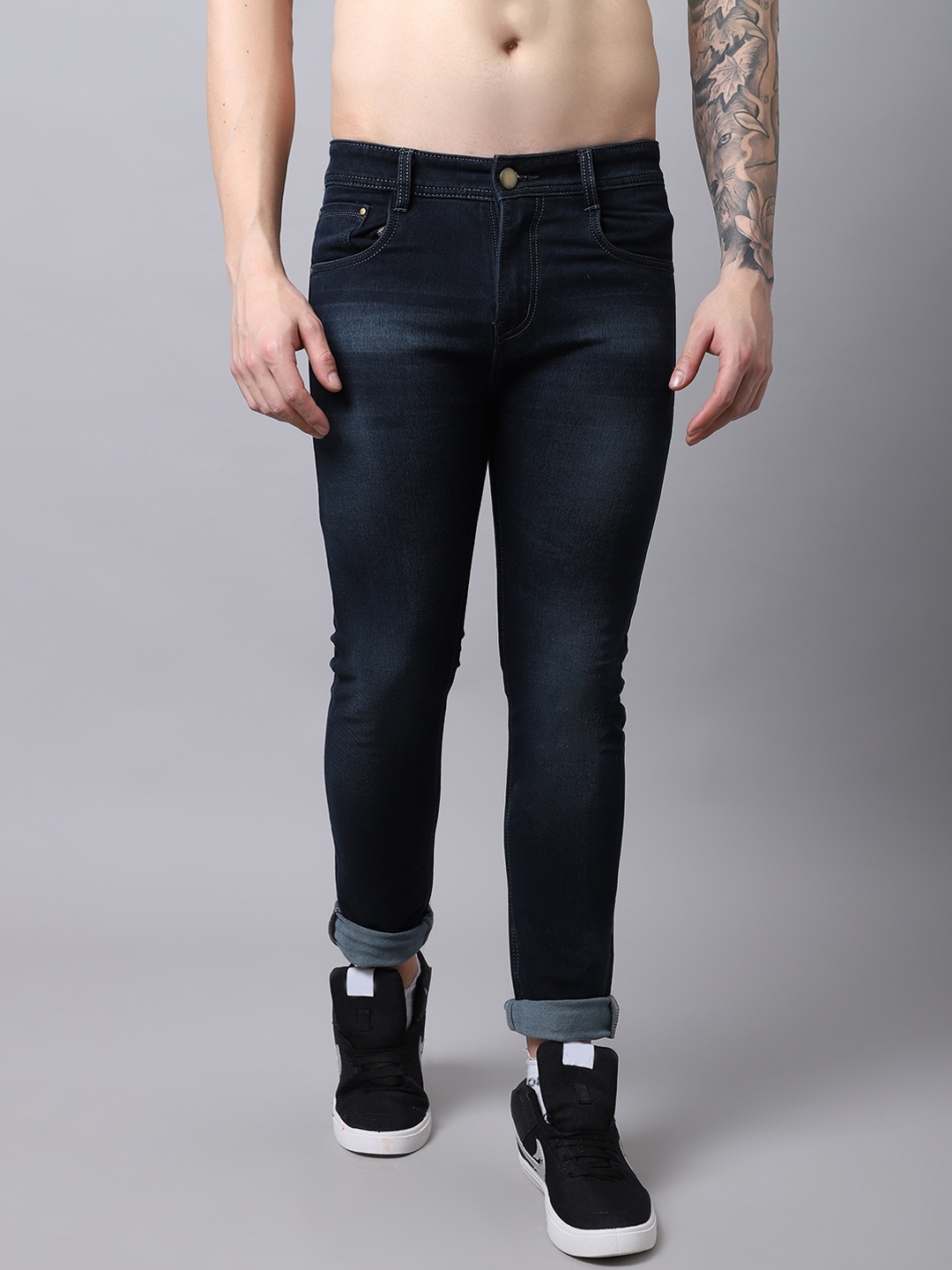 

Provogue Men Mid-Rise Light Fade Cotton Jeans, Blue
