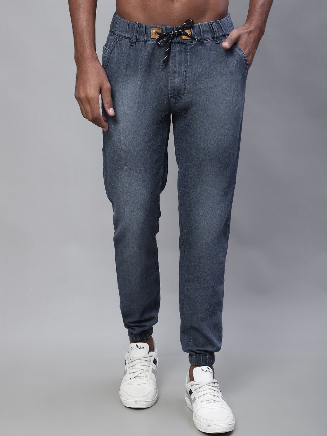 

Provogue Men Mid-Rise Jogger Heavy Fade Cotton Jeans, Grey
