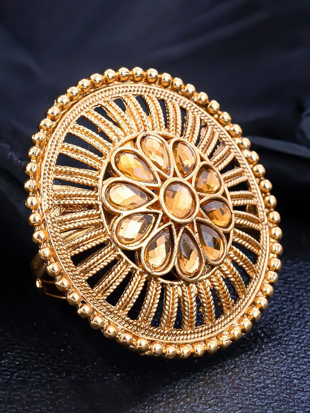 

Sukkhi Gold-Plated Stone-Studded Adjustable Finger Ring