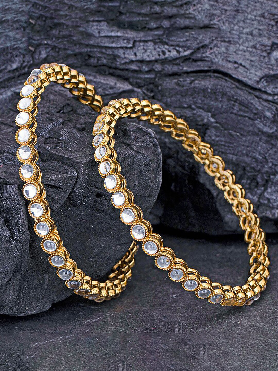 

Sukkhi Set Of 2 Gold-Plated Kundan-Studded Bangles