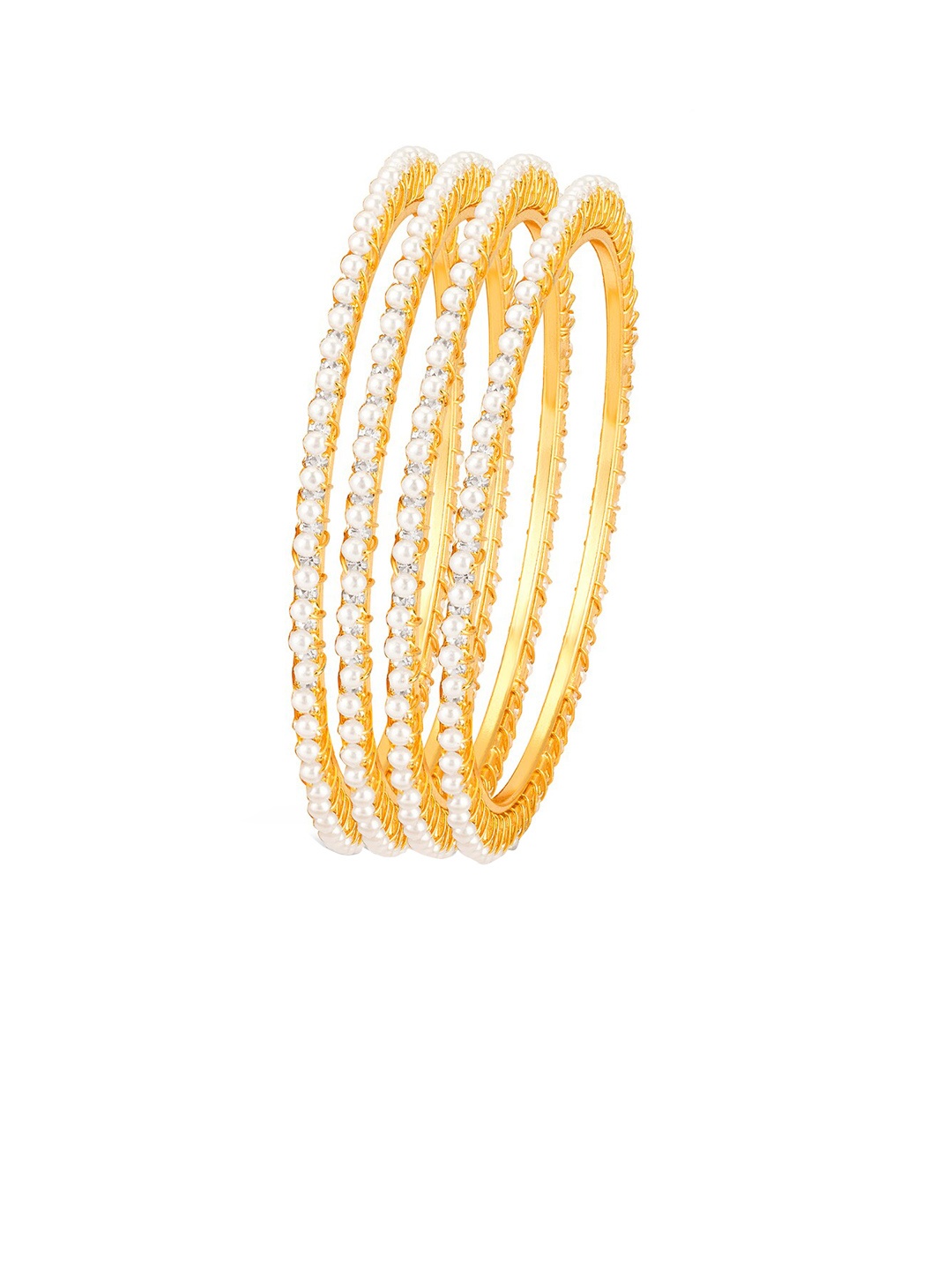 

Sukkhi Set Of 4 Gold-Plated Beaded Bangles