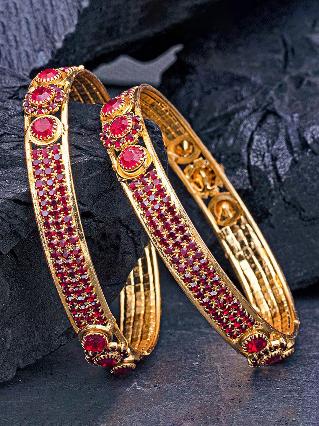 

Sukkhi Set Of 2 Gold-Plated Stones-Studded Bangles