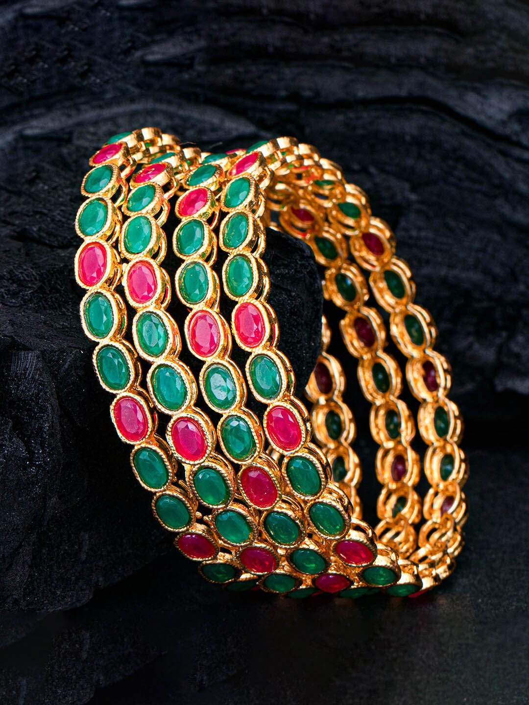 

Sukkhi Set Of 4 Gold-Plated Stones-Studded Bangles