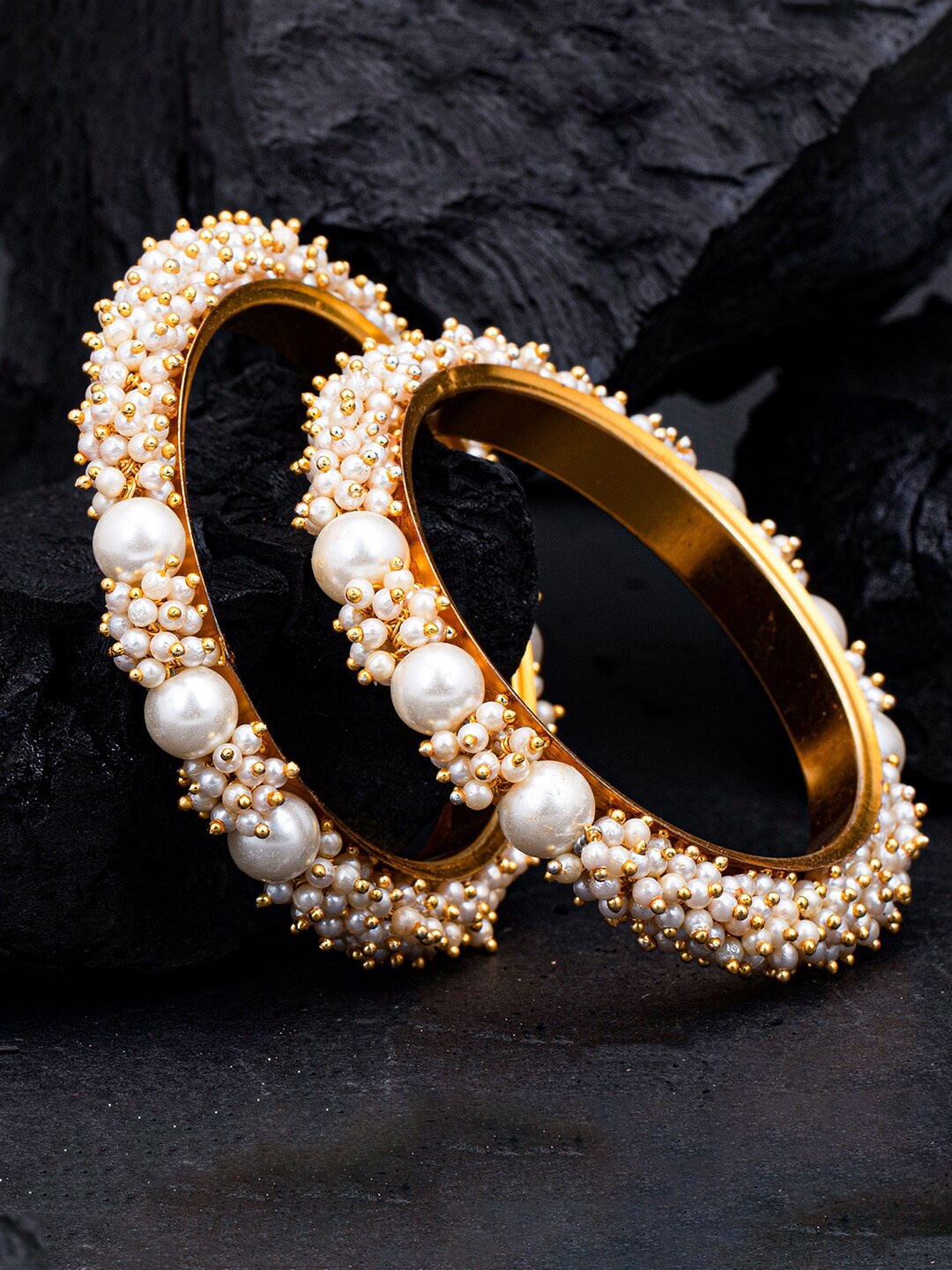 

Sukkhi Set Of 2 Gold-Plated Pearls Beaded Bangles