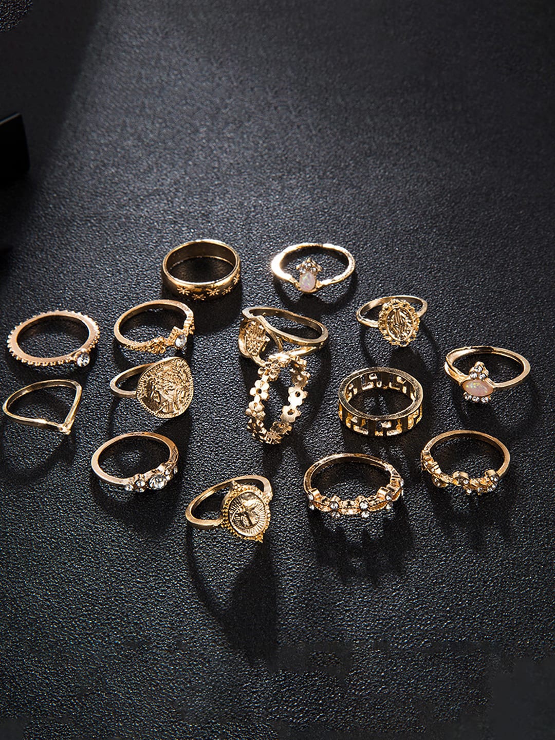 

Sukkhi Set Of 15 Gold-Plated & Stone-Studded Finger Rings