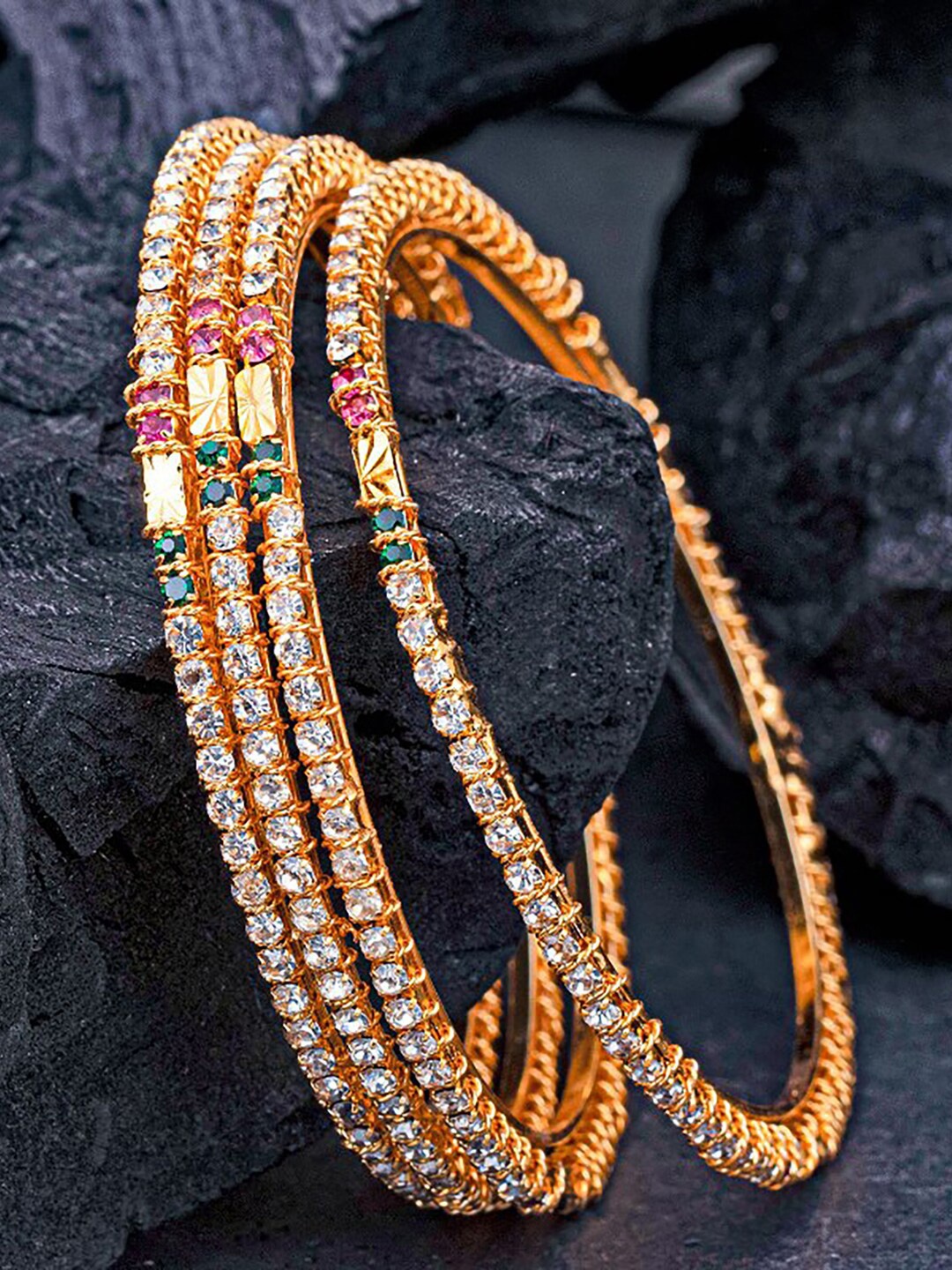 

Sukkhi Set Of 4 Gold-Plated Stone Studded Bangles