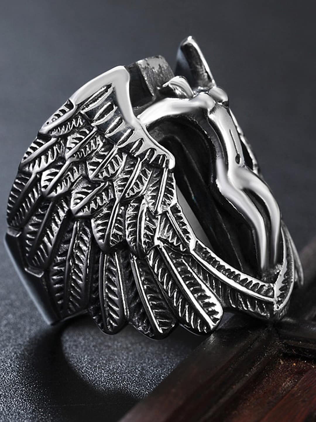 

Sukkhi Men Rhodium-Plated Appealing Eagle Soul Finger Ring, Silver