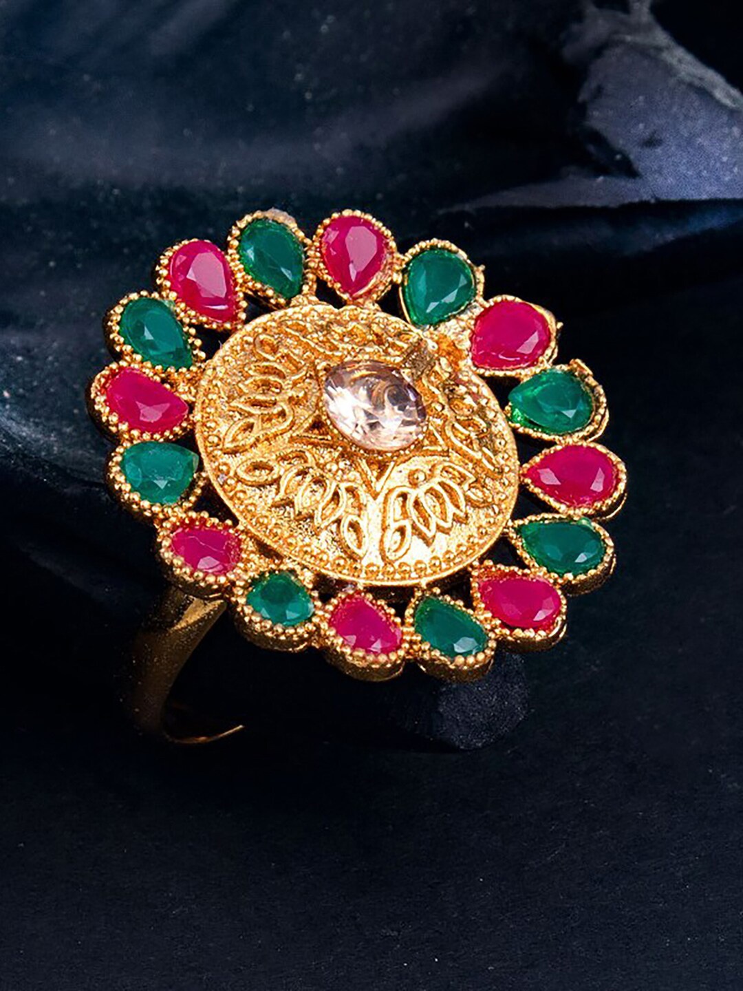 

Sukkhi Gold-Plated Stone-Studded Brass Finger Ring