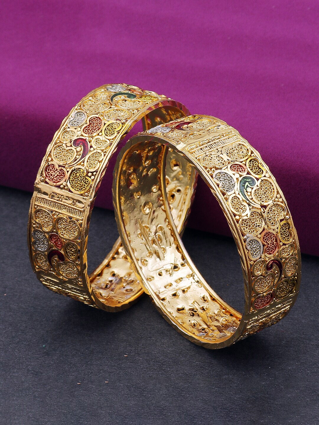 

Sukkhi Glorious Set Of 2 Gold-Plated Meenakari Bangles