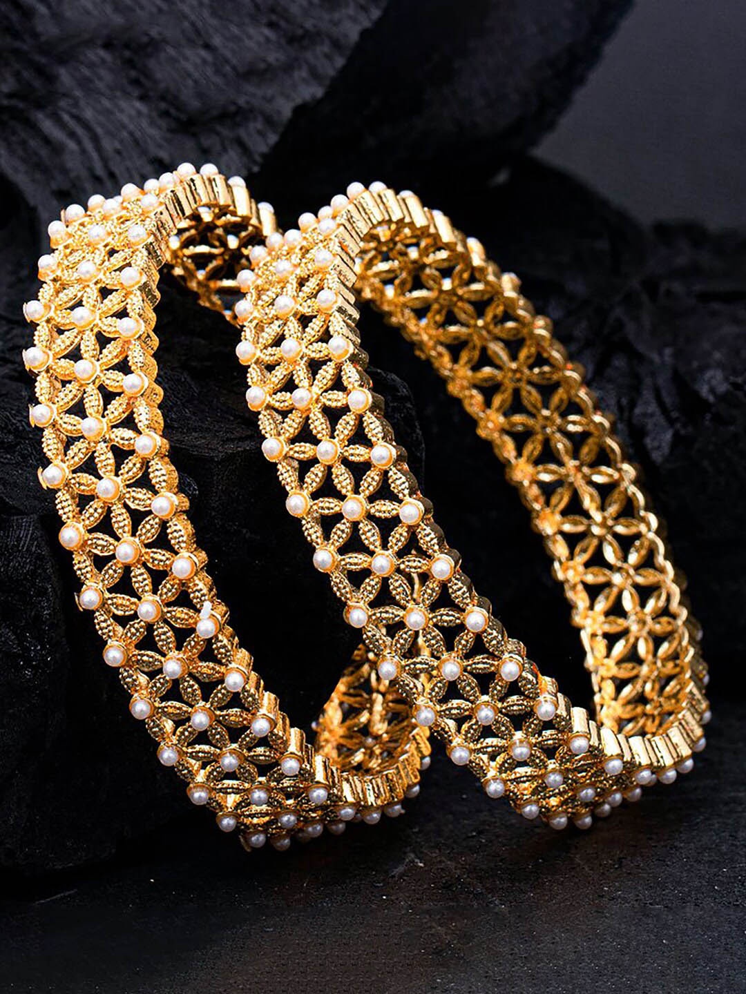 

Sukkhi Set of 2 Gold-Plated Studded Bangles